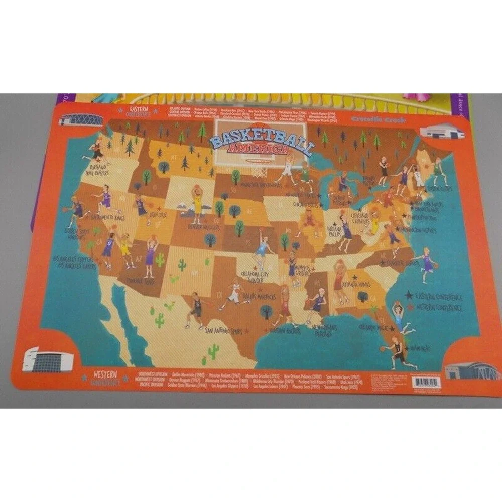 4 Crocodile Creek Homeschool Placemats 17x11 Education Dance Planets Basketball